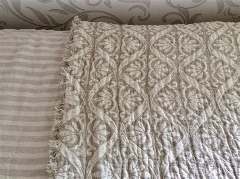 Pure Linen King Size Bed Scarf Frayed Natural Beige Off White Etsy