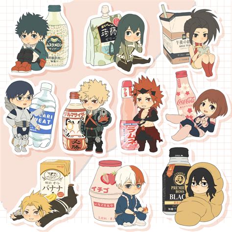 My Hero Academia Mha Class A Cute Japanese Drinks Stickers Etsy