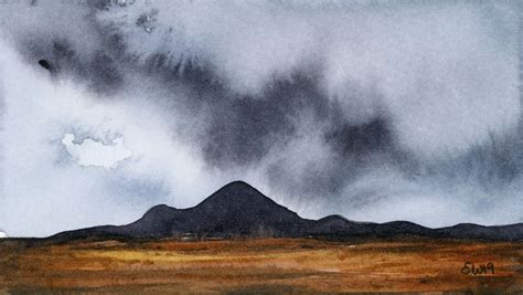 Ellen Wilberg Mountains And A Stormy Sky Landscape Painted With