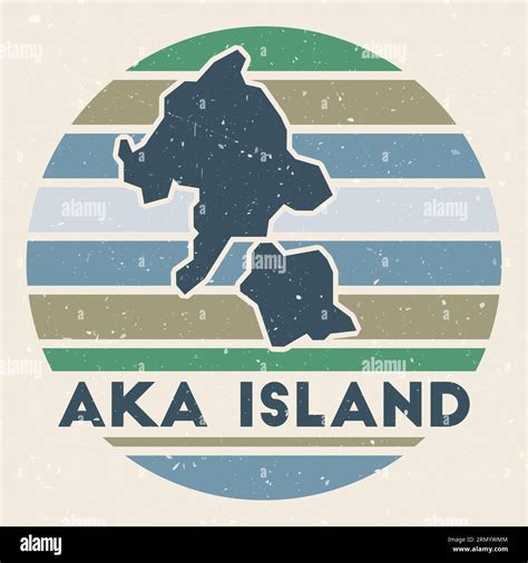 Aka Island Logo Sign With The Map And Colored Stripes Vector