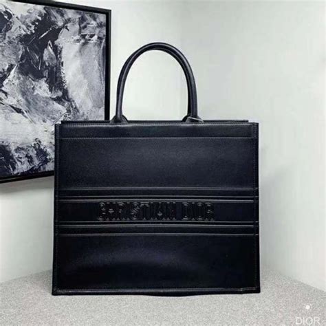 Dior Women Dior Book Tote 'Christian Dior' Signature Black Calfskin - LULUX