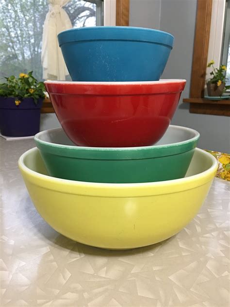 Pyrex Primary Color Mixing Bowls Vintage Pyrex Mixing Bowl Etsy