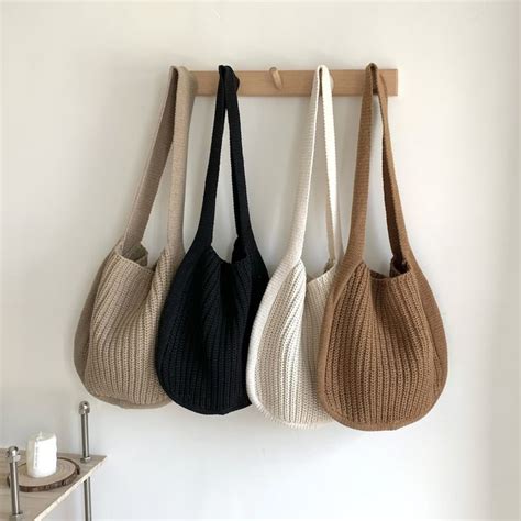 Crochet Shoulder Bags Soft Wool Bag Minimalist Crochet Bag Hobo Bag