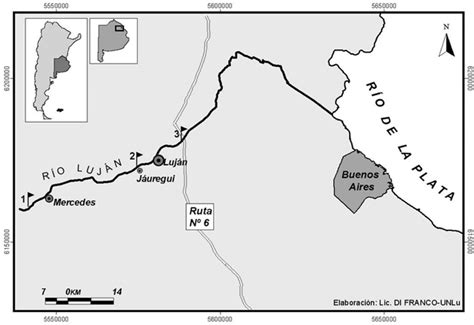 Mapa De La Cuenca Del R O Luj N Y Ubicaci N De Las Estaciones De