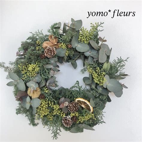 ユーカリと春待ちミモザのナチュラルリース𓂃ドライフラワー リース スワッグ Yomo Fleurs Minne 国内最大級の