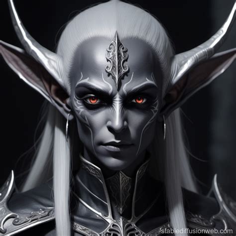 Malevolent Dark Elf In 8K Black And Silver Stable Diffusion Online