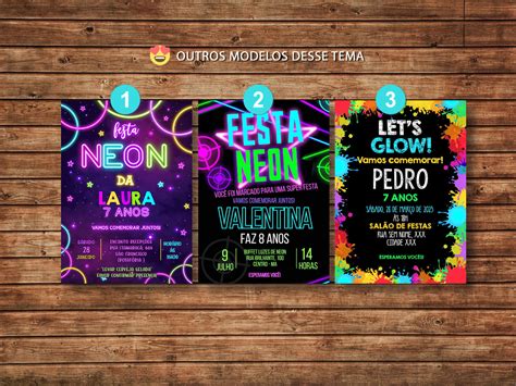 Convite Digital Aniversá Festa Neon Elo7 Produtos Especiais