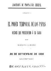 El Poder Temporal de los Papas Asociación de Propaganda Liberal