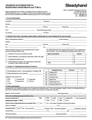 Fillable Online Transfer Form For Registered Investments Steadyhand