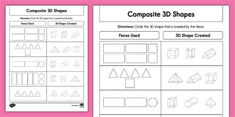 First Grade Composite D Shapes Activity Teacher Made