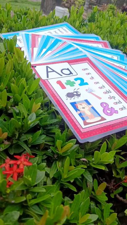 Alphabet Phonics Flashcards With Words List Laminated Reading Practice