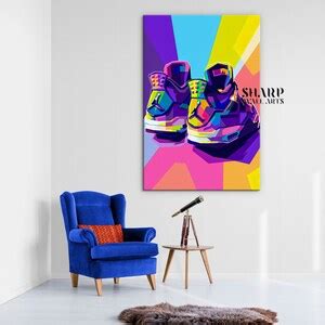 JORDAN SNEAKER ART Jordan Sneaker Wall Art Sneaker Print Pop Art Canvas Air Jordan Wall Art ...