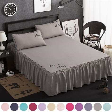 Cheap Solid Color Elastic Bed Skirt 3 Sided Wrapped Single Twin Double