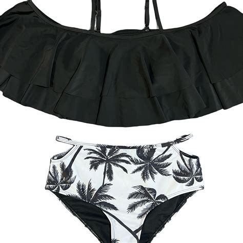 Nununu Girl S Ruffled Star Bikini Set Black Size 2 3y Artofit