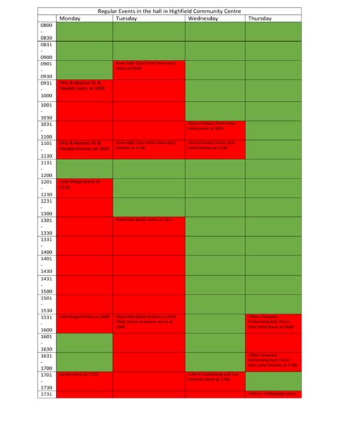 Highfield Community Centre Regular Events In The Hall