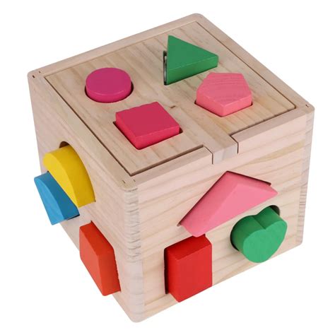 New Baby Intellectual 13 Holes Puzzle Wood Geometric Shapes Early