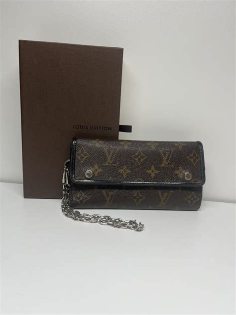 1円 スタート Louis Vuitton ルイヴィトン モノグラム マカサー ポルトフォイユ ロン 長財布 ウォレット チェーン付