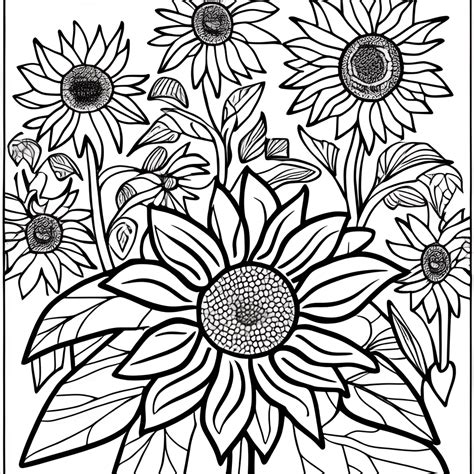 Coloriage Graphique Num Rique En Noir Et Blanc Champ De Tournesol