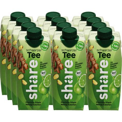 Share BIO Schwarzer Tee Limette Ingwer 12er Pack EINWEG Von Motatos