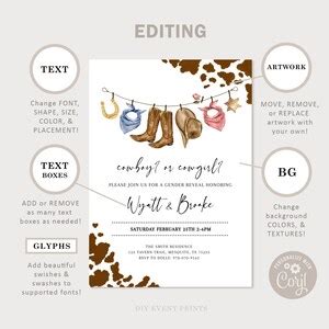 GENDER REVEAL Invitation Cowboy Or Cowgirl Gender Reveal Evite Boy Or