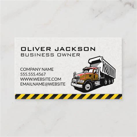 Construction Dump Truck Vehicle Business Card Zazzle