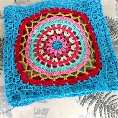 Mandala Crocheted Into A Square For Use As An Afghan Block Square