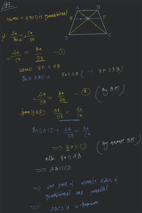 10 The Diagonals Of A Quadrilateral Abcd Intersect Each Other At The Poi