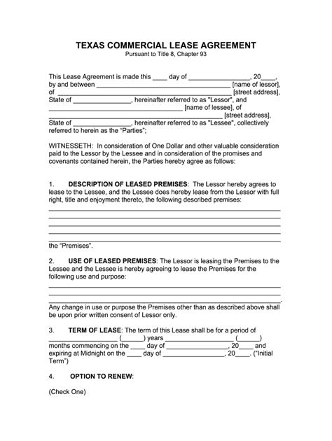 FREE Printable Texas Commercial Lease Agreement Printable Lease Agreement