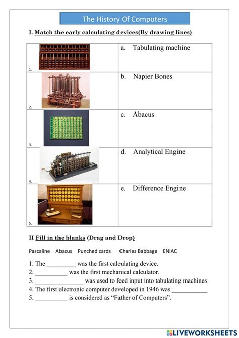 The History Of Computers Interactive Worksheet Computer History