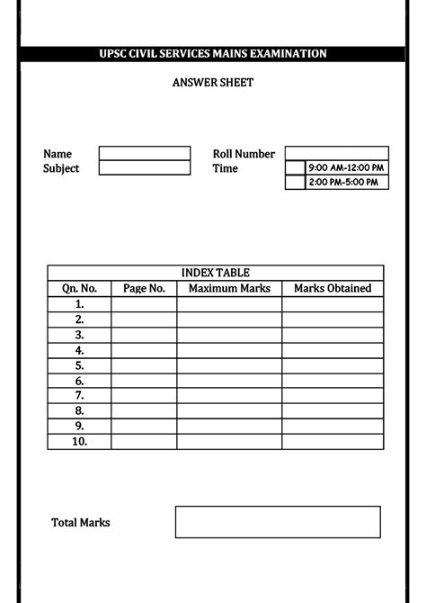 Upsc Answer Writing Blank Sheet Pdf Sell Online Rbkbm