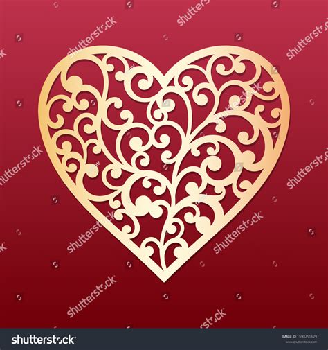 Laser Cut Heart Swirls Pattern Template Stock Vector Royalty Free