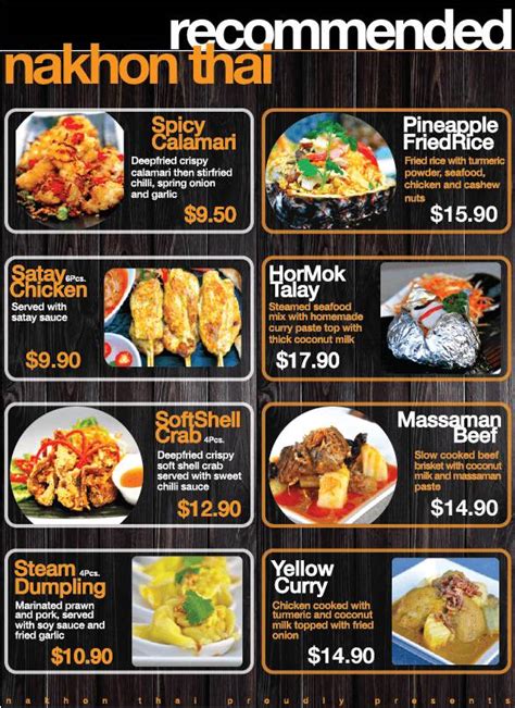 Menu At Nakhon Thai Restaurant Chelsea Heights