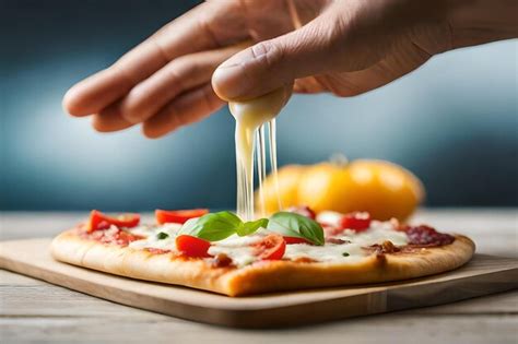 Premium Ai Image A Person Is Pouring Cheese On A Pizza