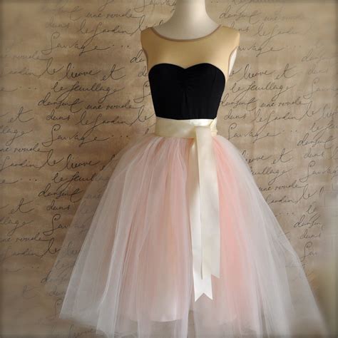 Womens Blush Tulle Skirt Ivory And Antique Pink Tulle Lined Etsy