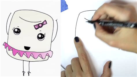 How To Draw Cartoon Marshmallow Cute And Easy Step By Step Kawaii