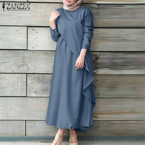 Ezolo Zanzea Muslimah Abaya Ruffles