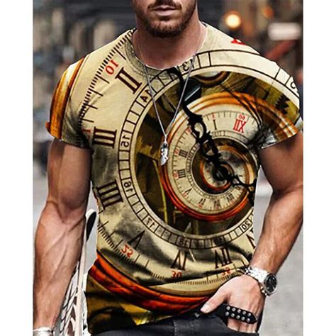 Cheap Mens Unisex Tee T Shirt Shirt 3d Print Graphic Prints Clock Print Short Sleeve Daily Tops