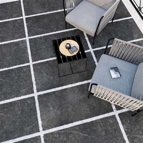 Aitos Anthracite Porcelain Paving Slabs X Cm I Tiles Diy