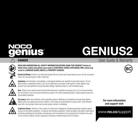 NOCO GENIUS2 6/12V 2-Amp Smart Battery Charger User Manual