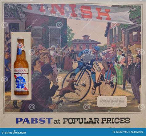 A Pabst Blue Ribbon Beer Can 355 Ml On A Bed Of Ice Editorial Image