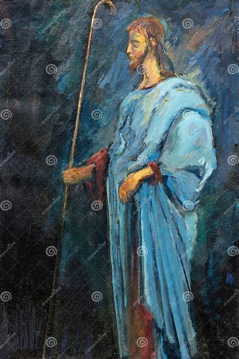 Jesus As the Good Shepherd Oil Painting Stock Illustration ...