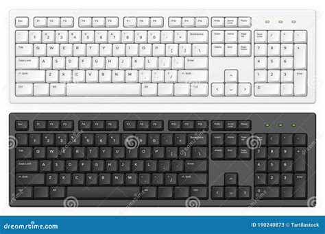 Keyboard Pc White And Black Key Buttons With English Qwerty Alphabet