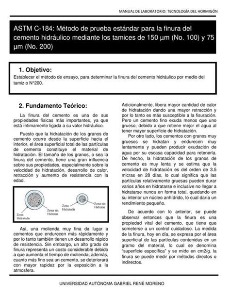 Astm C M Todo De Prueba Est Ndar Para La Finura Del Cemento