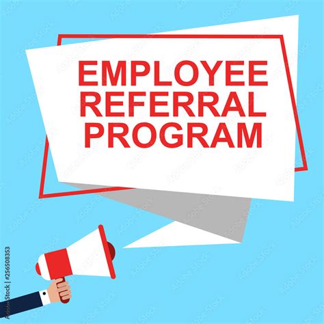 Male Hand Holding Megaphone With Employee Referral Program Speech