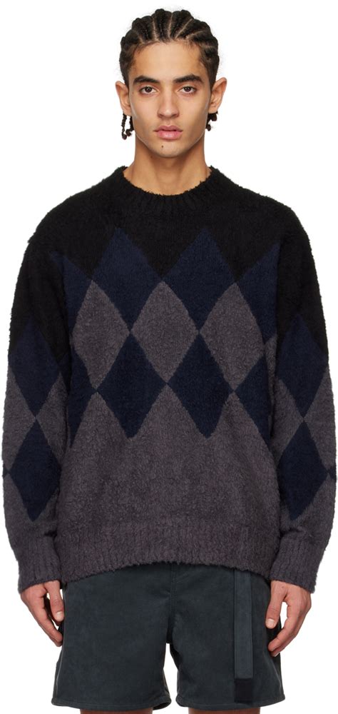 Sacai Black Argyle Sweater Ssense