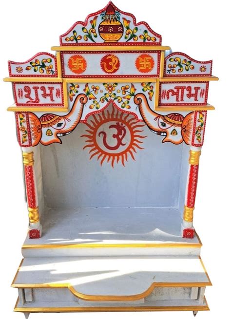 Indoor Square White Makrana Marble Temple For Worship Size X Feet