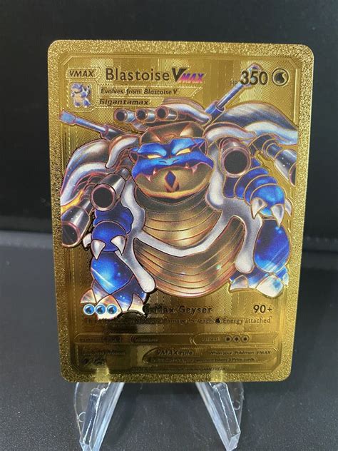 Mavin Rare Blastoise Vmax High Quality Pokemon Gold Foil Fan Art Card