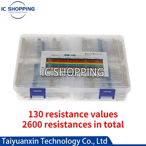 2600pcs Lot 130 Values 1 4W 0 25W 1 Metal Film Resistors Assorted Pack