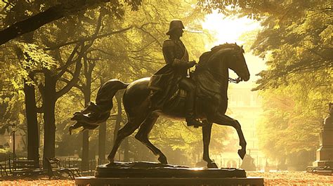 George Washington Equestrian Statue In The Public Garden In Boston