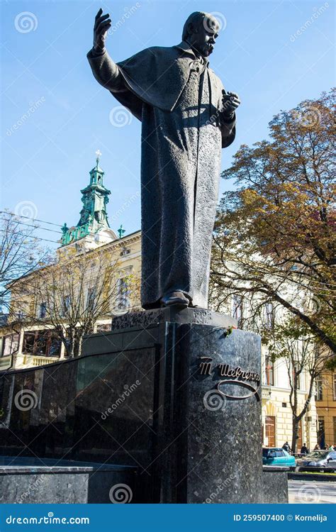 Monument To Taras Shevchenko In Lviv Editorial Image Image Of